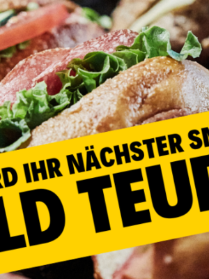 Belegte Brötchen und ein Schriftzug"Wird Ihr nächster Snack bald teurer?"